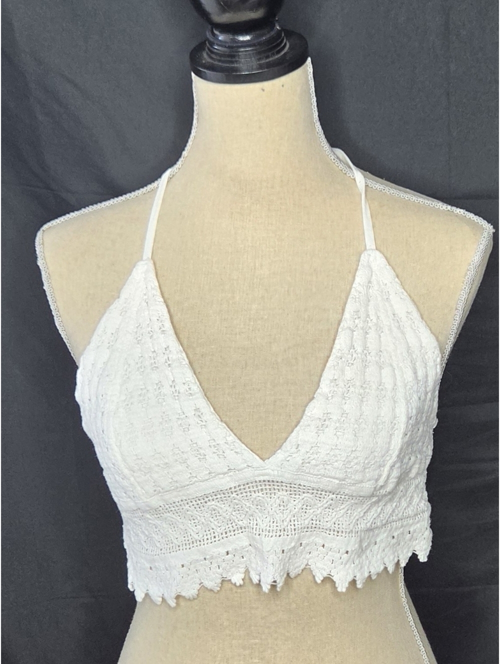 Seaspice Resort Wear White Crochet Halter Crop Top Boho Festival Lace Knit